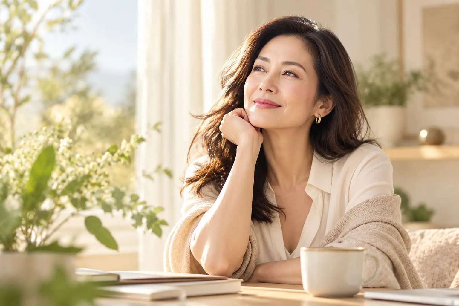 ผู้หญิงเอเชียวัย 40+ ในบรรยากาศกลางวัน